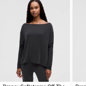 Lululemon Drapey Off-The-Shoulder Long-Sleeve Shirt in Black
